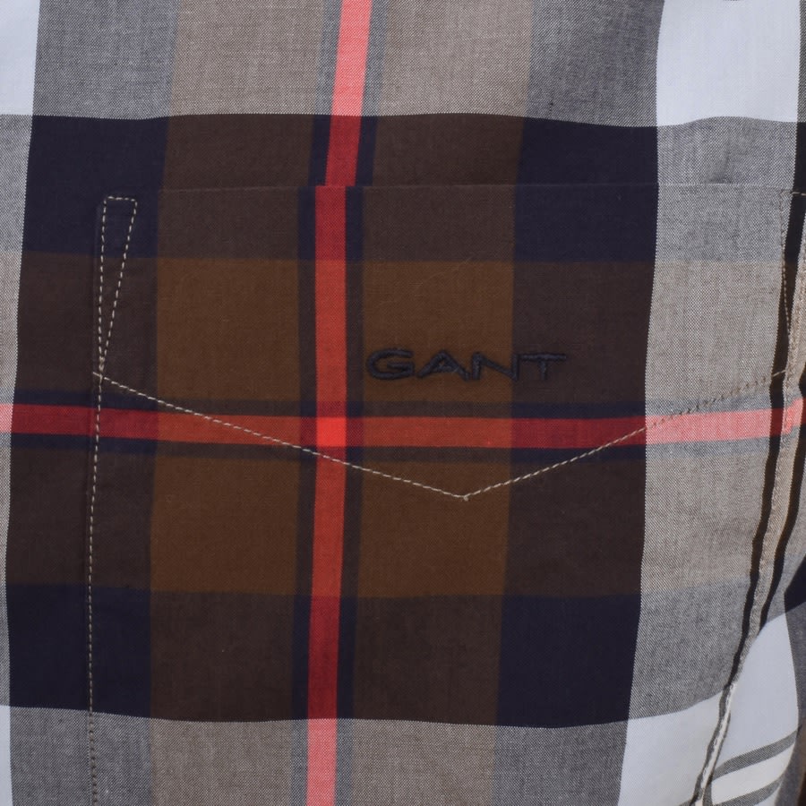Image number 3 for Gant Check Long Sleeved Poplin Shirt Brown
