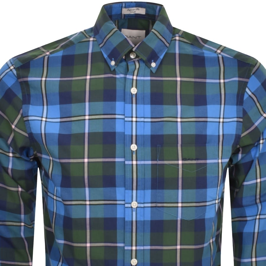 Image number 2 for Gant Check Long Sleeved Poplin Shirt Green
