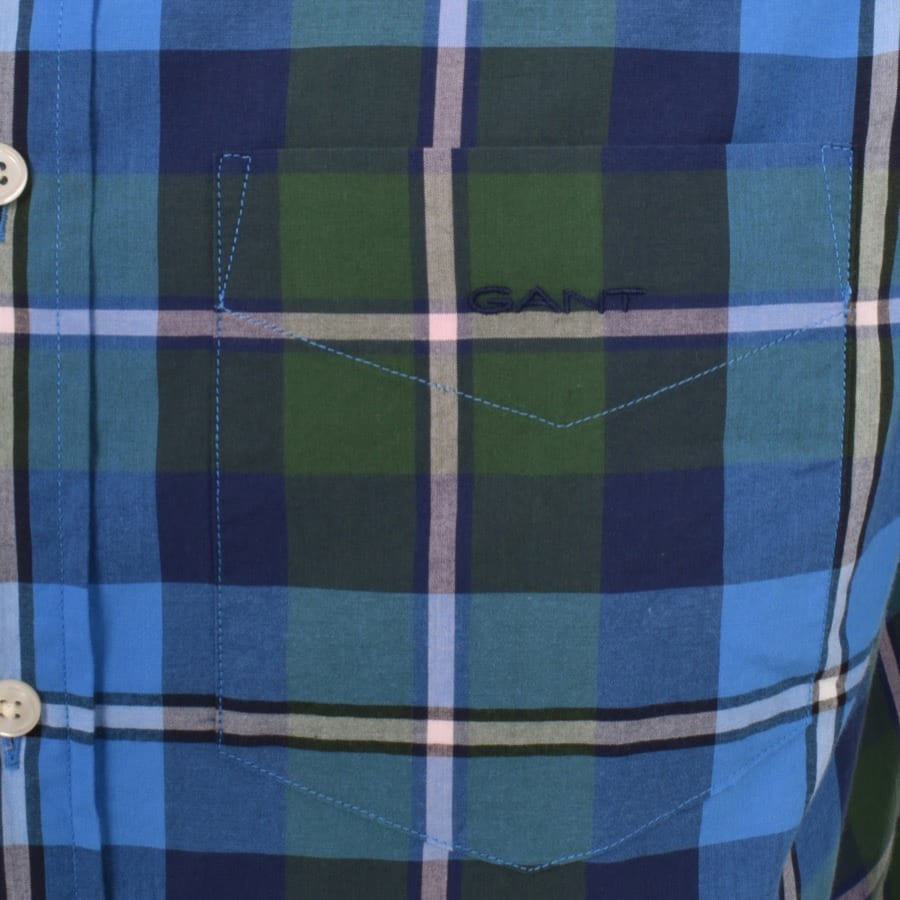 Image number 3 for Gant Check Long Sleeved Poplin Shirt Green