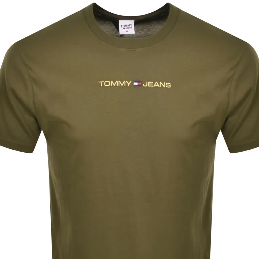 Image number 2 for Tommy Jeans Classic Gold Linear T Shirt Green