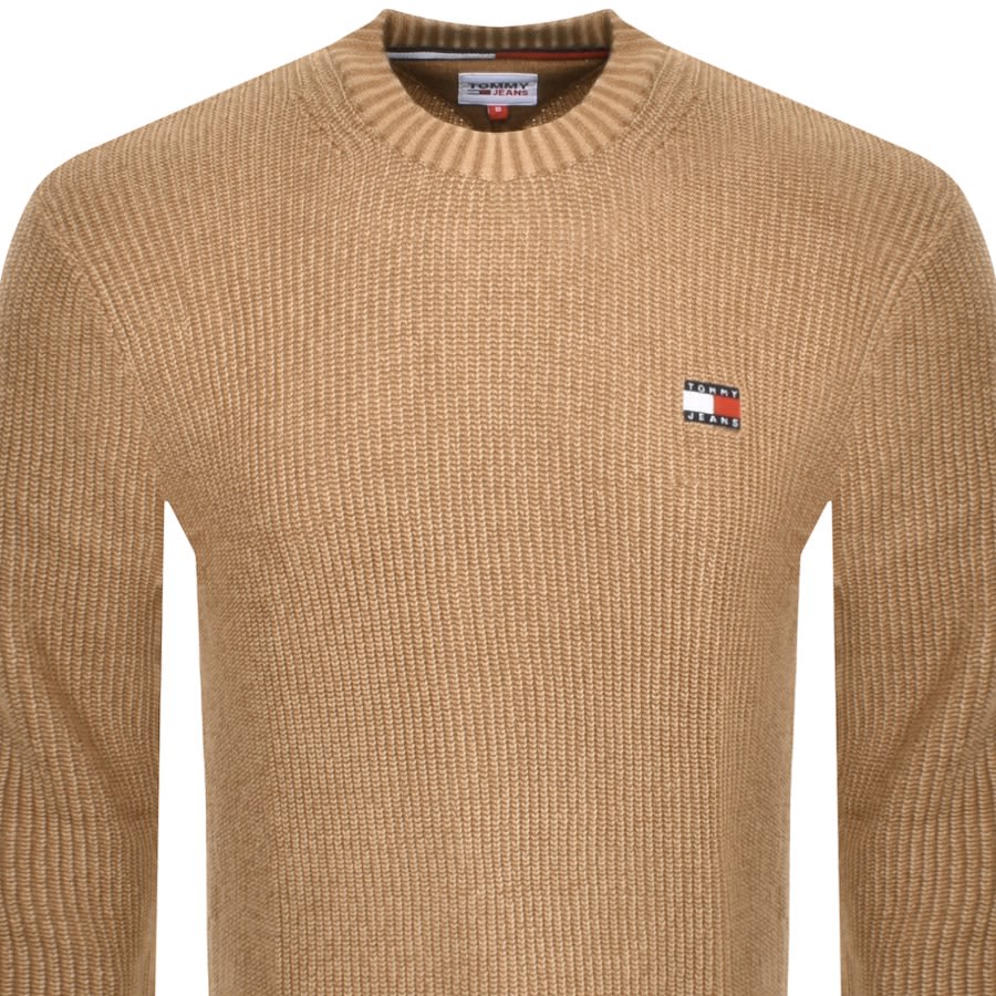Image number 2 for Tommy Jeans Tonal XS Badge Knit Jumper Beige