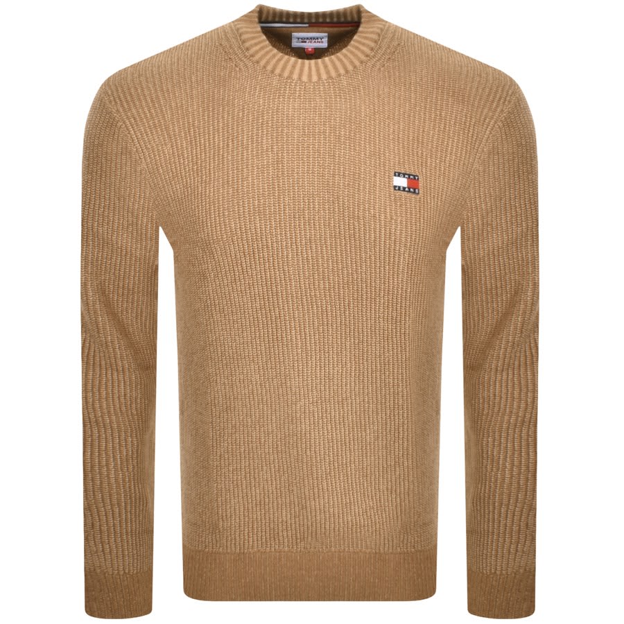 Image number 1 for Tommy Jeans Tonal XS Badge Knit Jumper Beige