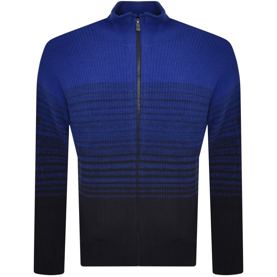 Image number 1 for Armani Exchange Full Zip Knitted Cardigan Blue