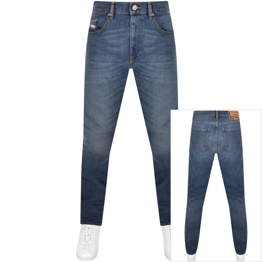 Image number 1 for Diesel D Strukt Slim Fit Mid Wash Jeans Blue