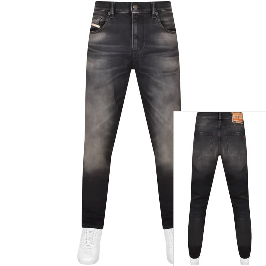 Image number 1 for Diesel D Strukt Slim Fit Dark Wash Jeans Black