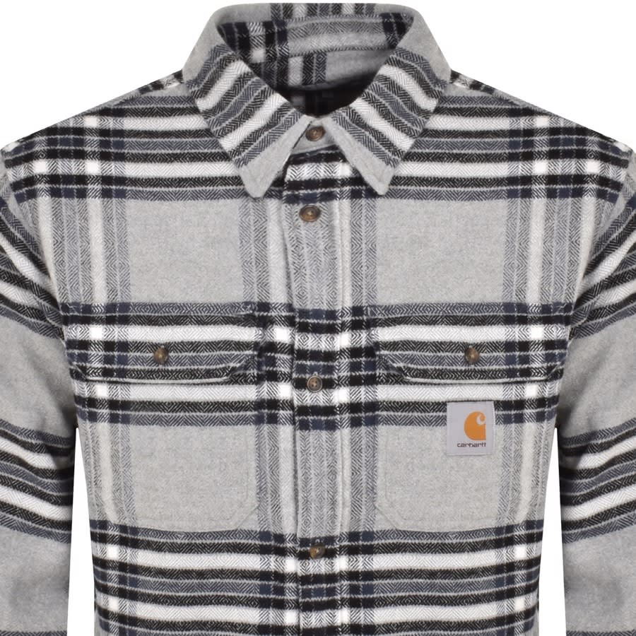 Image number 2 for Carhartt WIP Long Sleeve Hawkins Shirt Grey