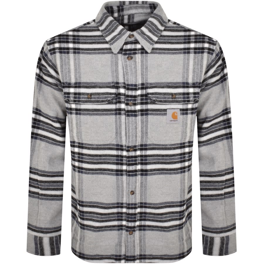 Image number 1 for Carhartt WIP Long Sleeve Hawkins Shirt Grey