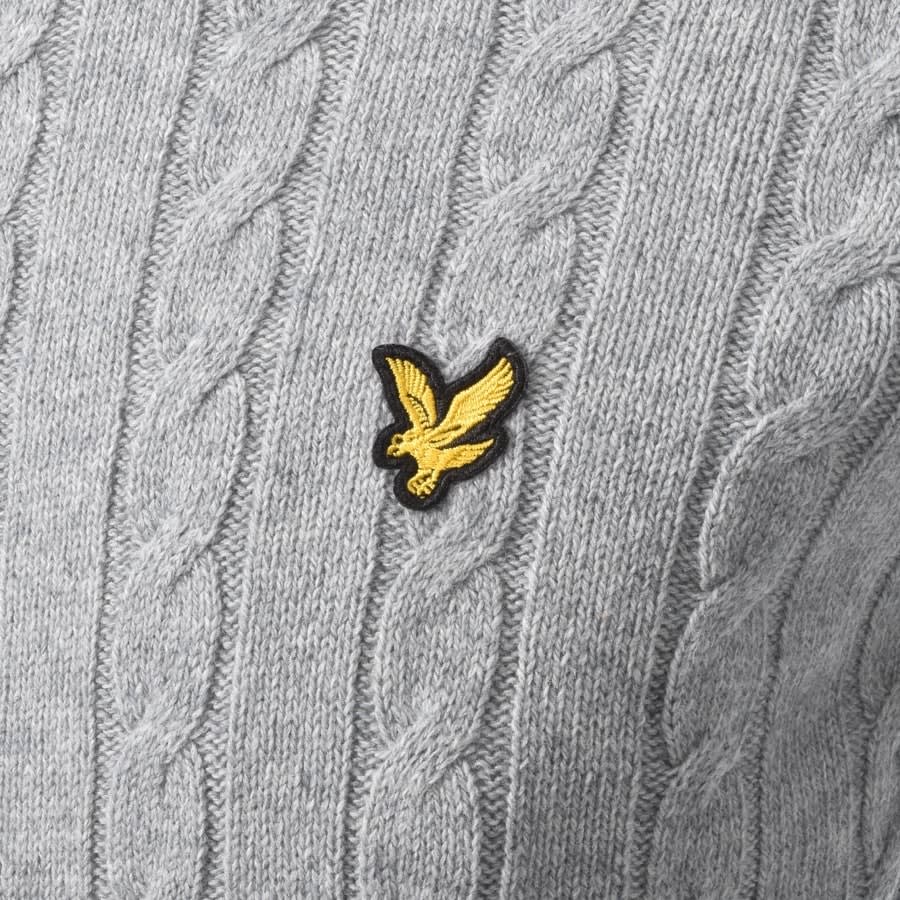 Image number 3 for Lyle And Scott Crew Neck Cable Knit Jumper Grey