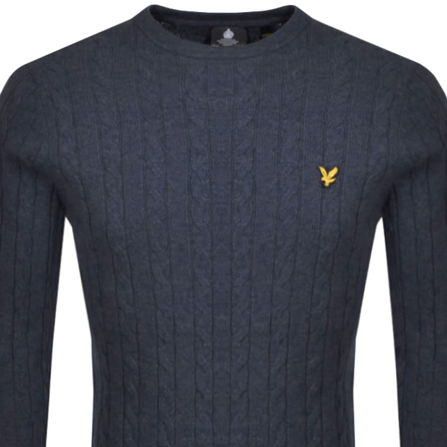 Image number 2 for Lyle And Scott Cable Knit Jumper Navy