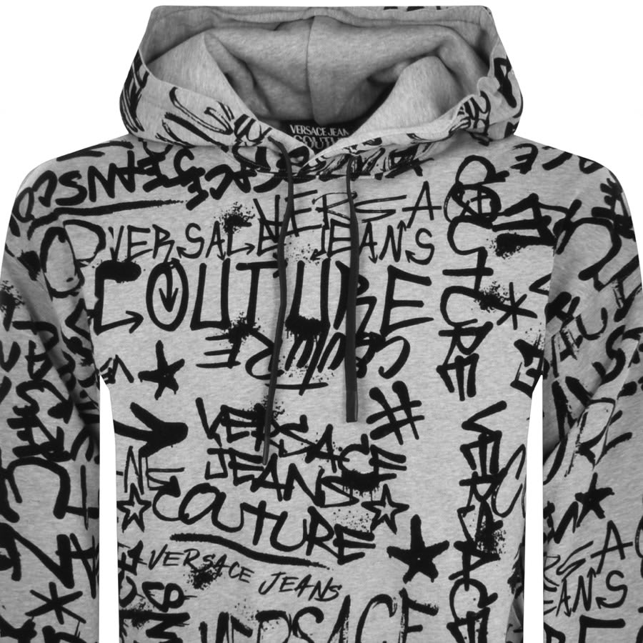 Image number 2 for Versace Jeans Couture Graffiti Hoodie Grey