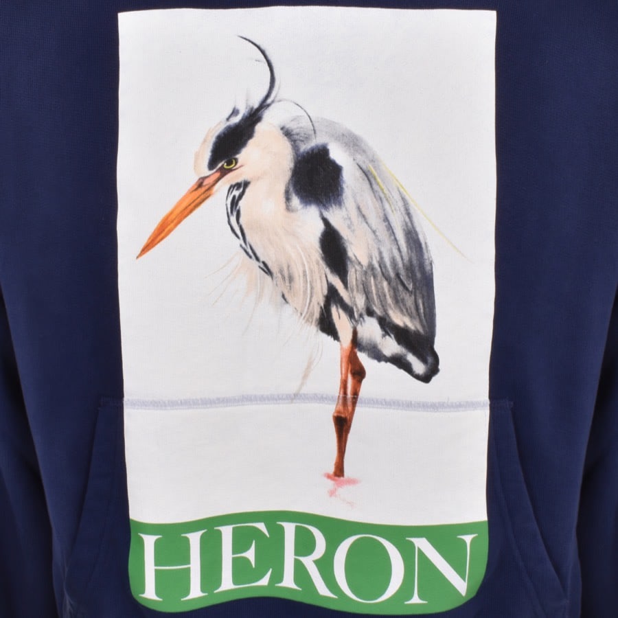 Image number 3 for Heron Preston Painted Heron Hoodie Navy