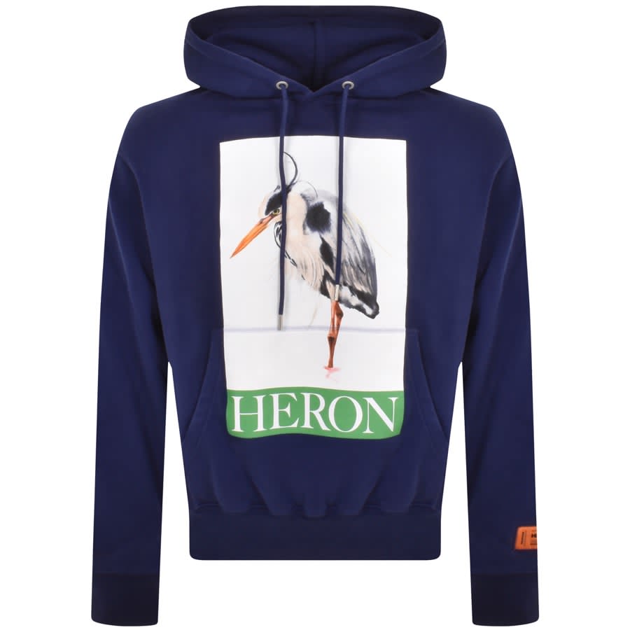 Image number 1 for Heron Preston Painted Heron Hoodie Navy
