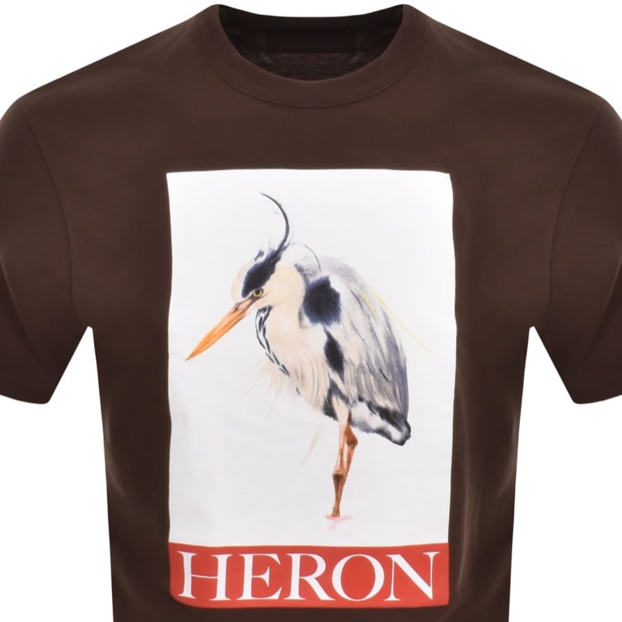 Image number 2 for Heron Preston Bird Painted Logo T Shirt Brown