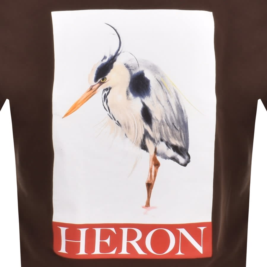 Image number 3 for Heron Preston Bird Painted Logo T Shirt Brown