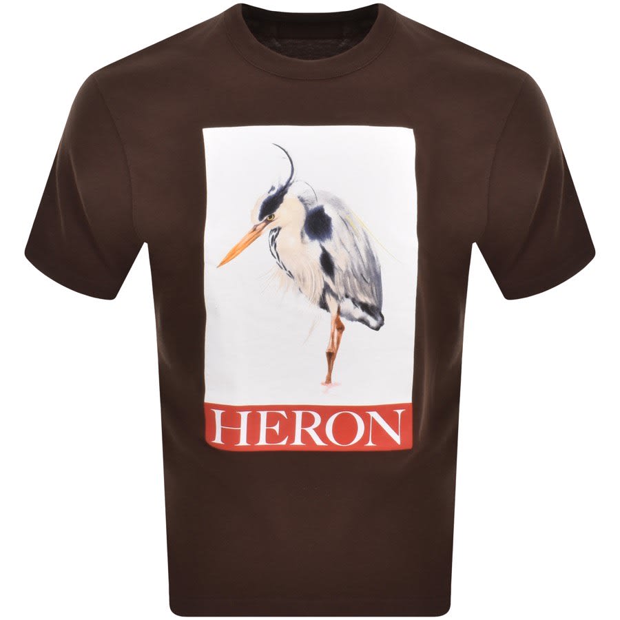 Image number 1 for Heron Preston Bird Painted Logo T Shirt Brown