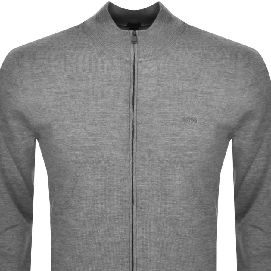 Image number 2 for BOSS Balonso Full Zip Knit Jumper Grey