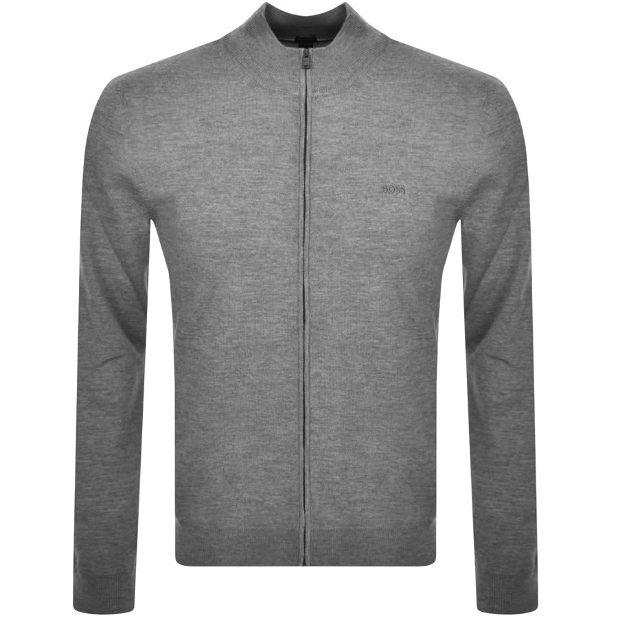 Image number 1 for BOSS Balonso Full Zip Knit Jumper Grey