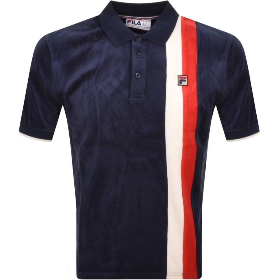 Fila Vintage Terra Velour Polo T Shirt Navy | Mainline Menswear