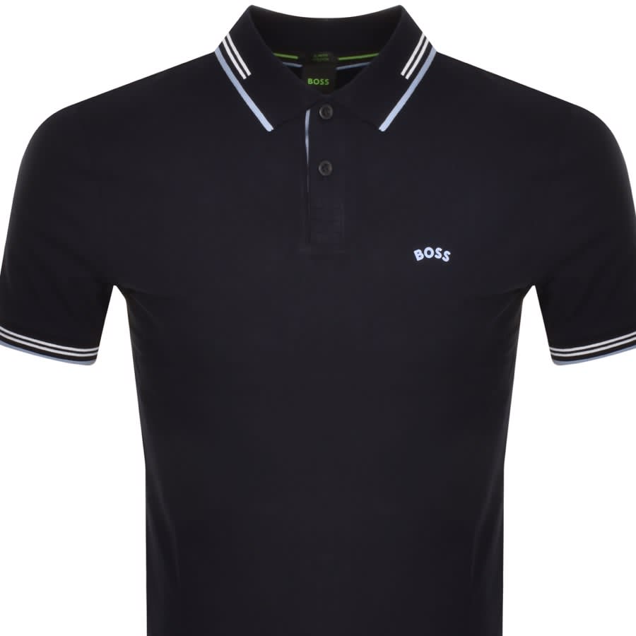Image number 2 for BOSS Paul Curved Polo T Shirt Navy