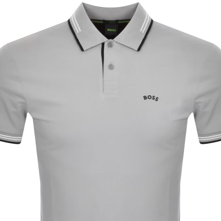 Image number 2 for BOSS Paul Curved Polo T Shirt Grey