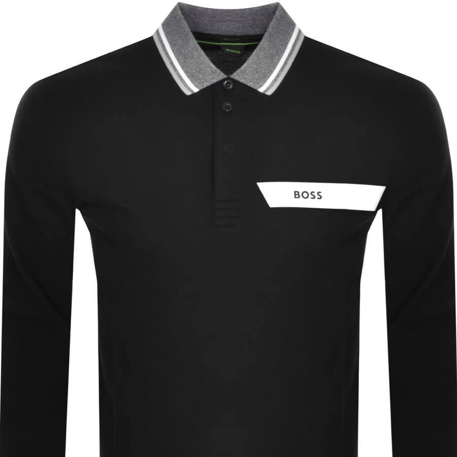 Image number 2 for BOSS Plisy Long Sleeve Polo T Shirt Black