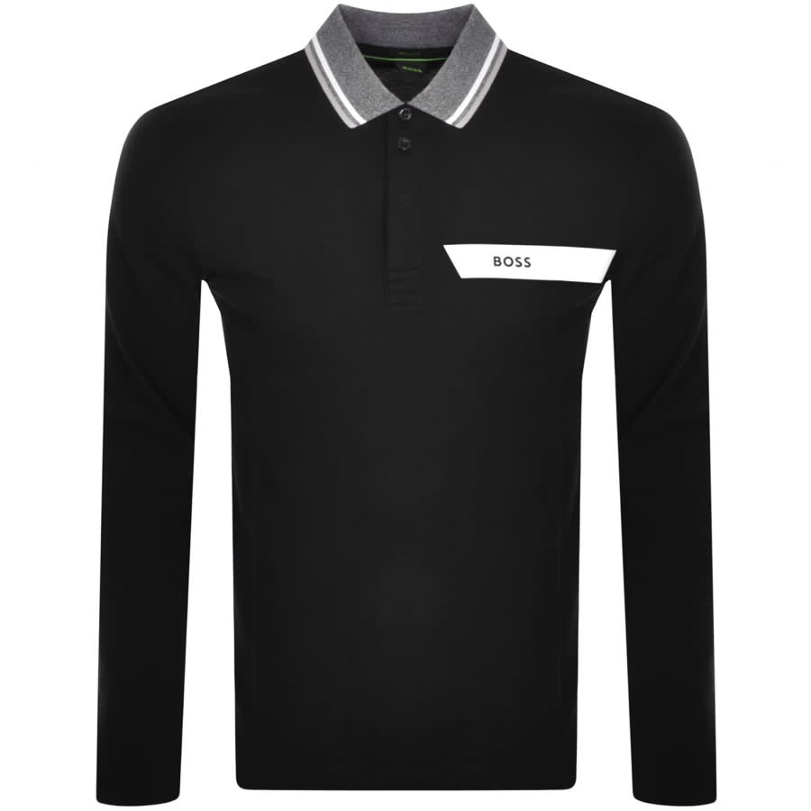 Image number 1 for BOSS Plisy Long Sleeve Polo T Shirt Black