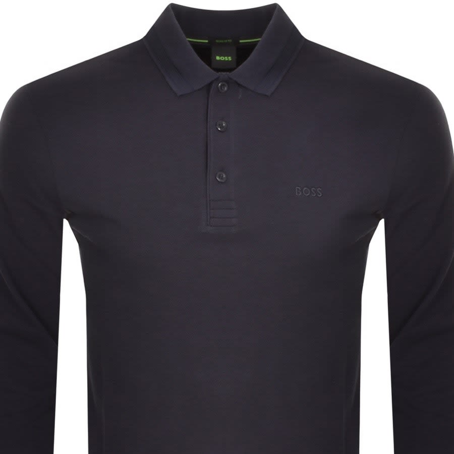 Image number 2 for BOSS Plisy Long Sleeve Polo T Shirt Navy