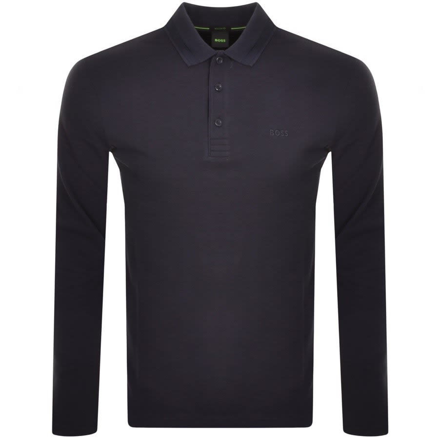 Image number 1 for BOSS Plisy Long Sleeve Polo T Shirt Navy