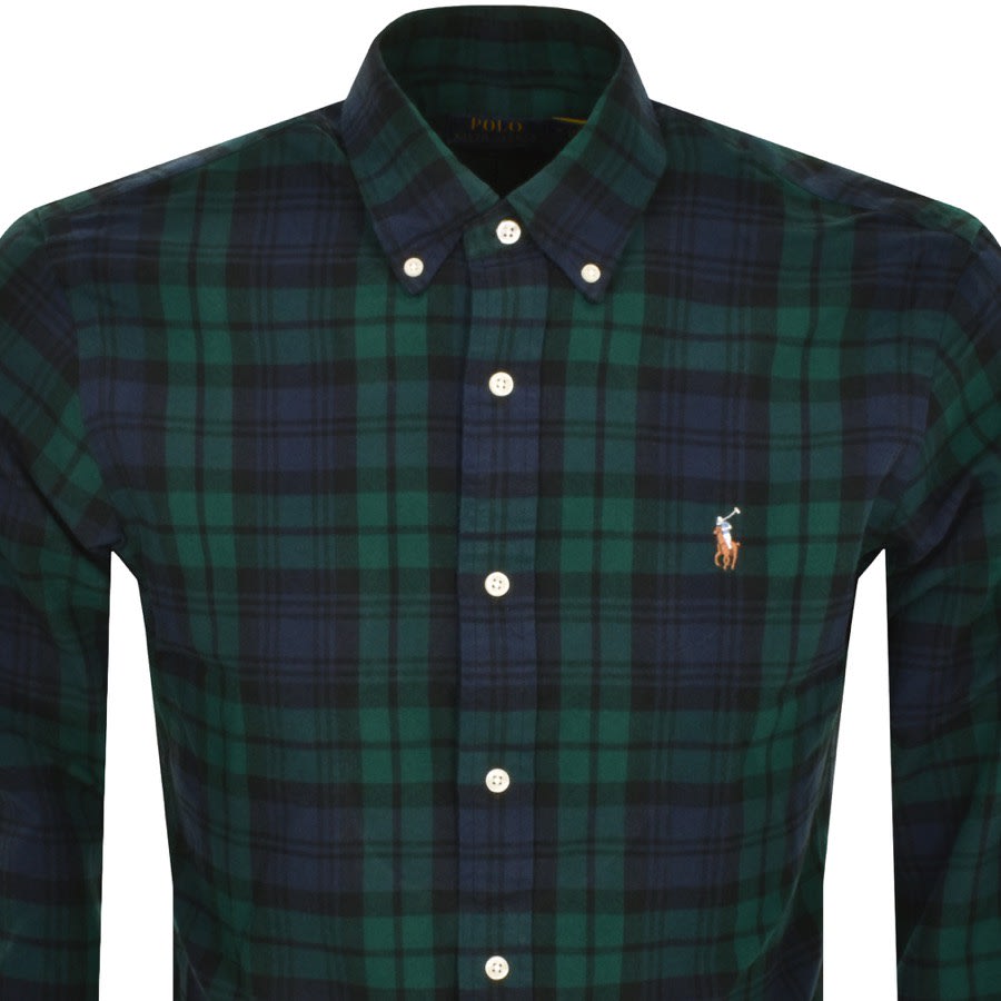 Image number 2 for Ralph Lauren Long Sleeved Check Shirt Green