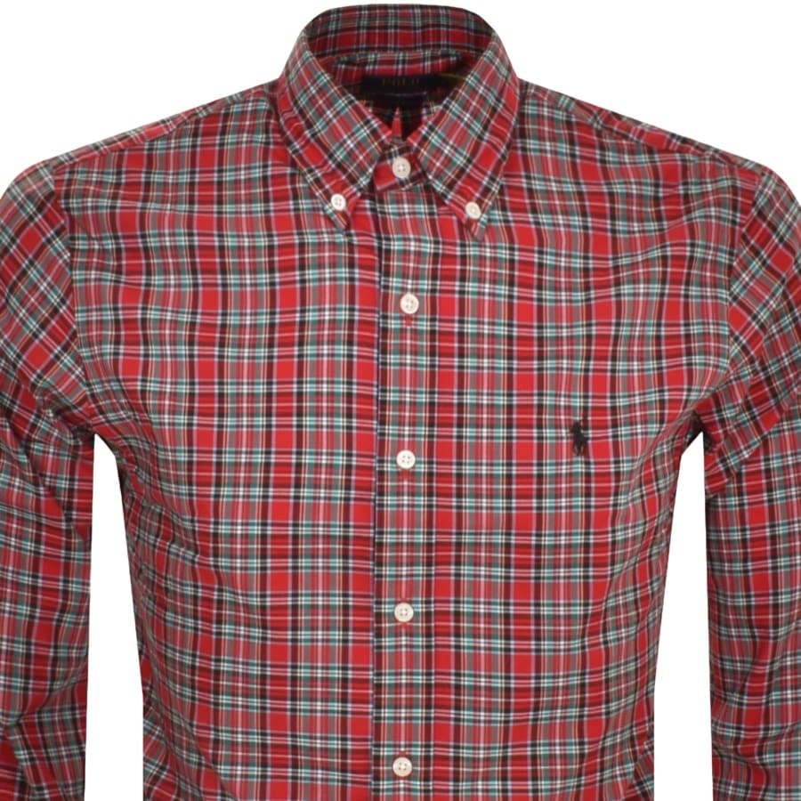 Image number 2 for Ralph Lauren Long Sleeved Check Shirt Red