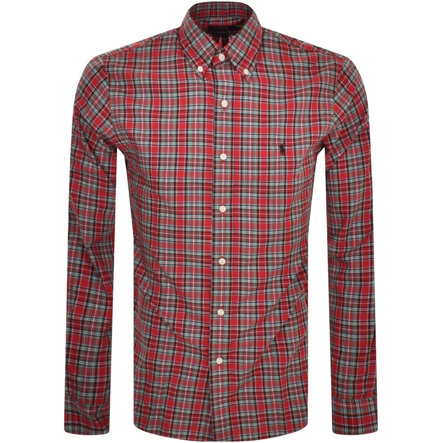Image number 1 for Ralph Lauren Long Sleeved Check Shirt Red