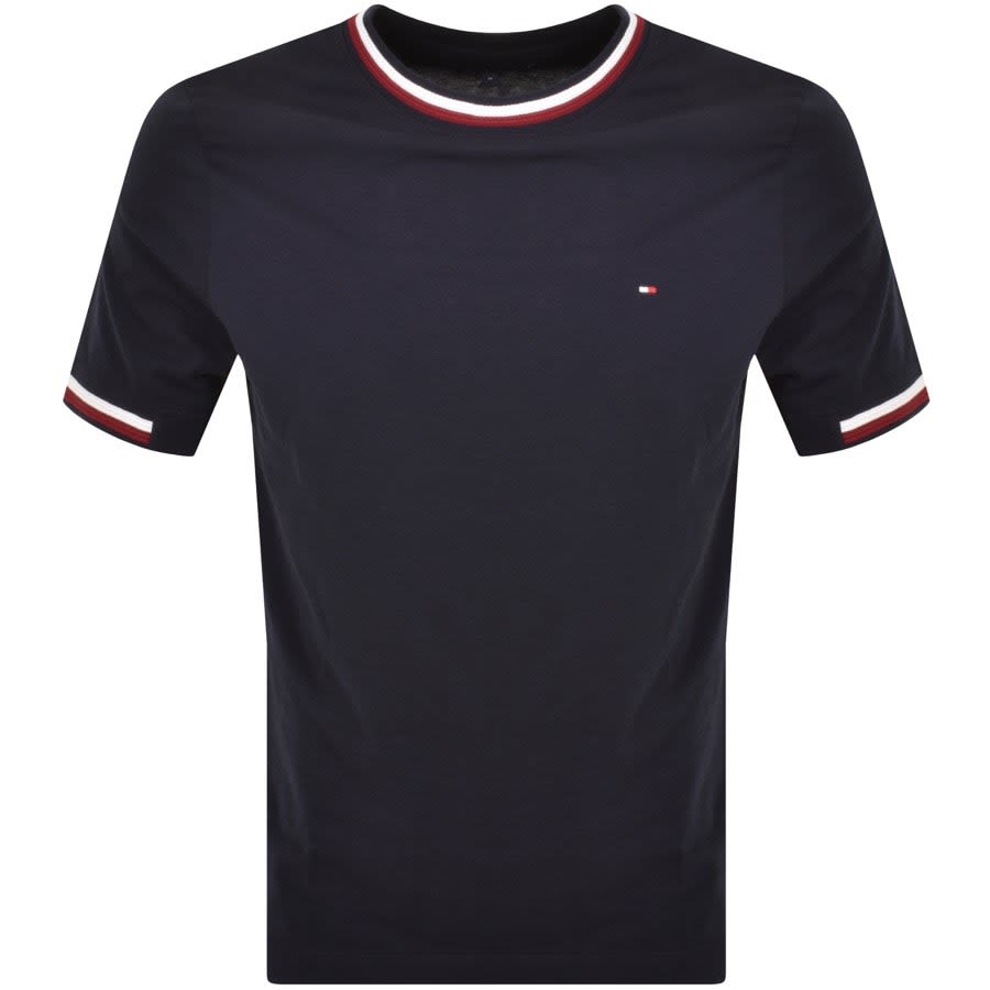 Image number 1 for Tommy Hilfiger Stripe Tipping T Shirt Navy