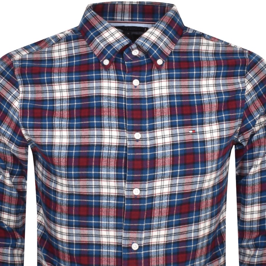 Image number 2 for Tommy Hilfiger Long Sleeve Tartan Shirt Blue
