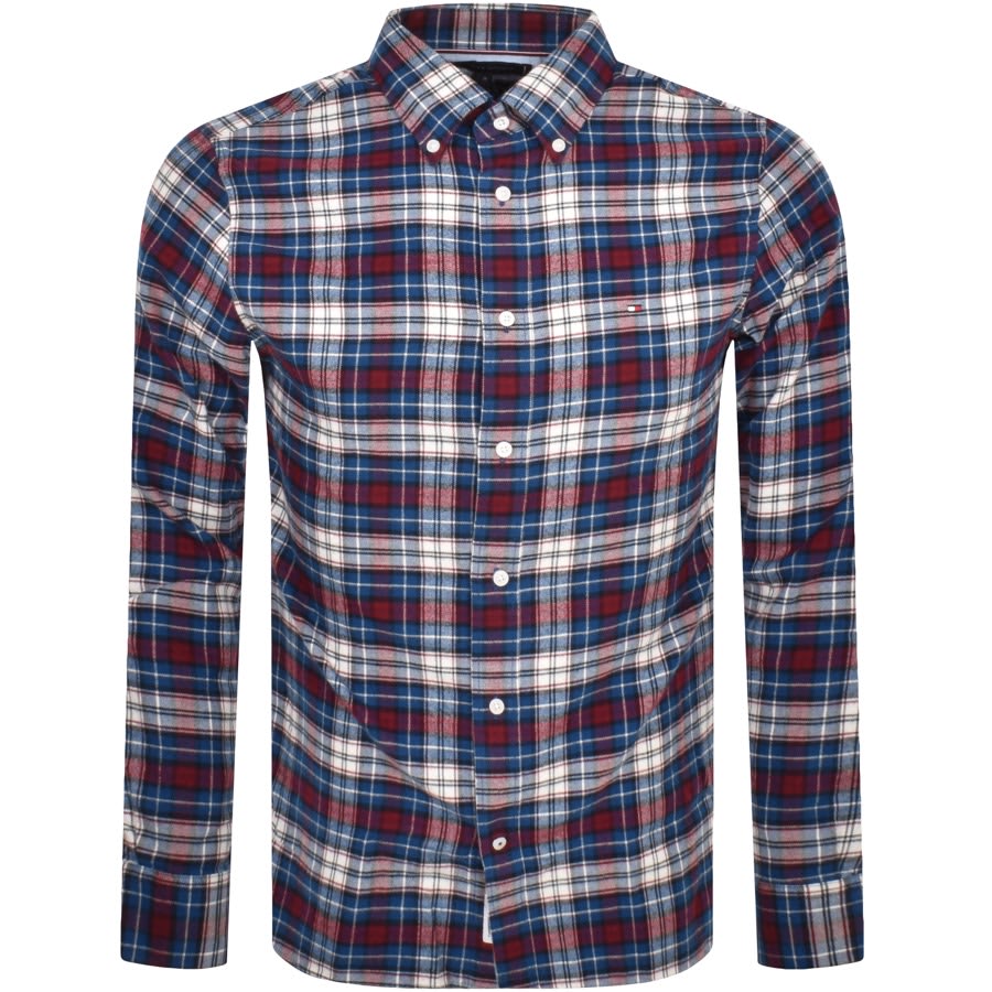 Image number 1 for Tommy Hilfiger Long Sleeve Tartan Shirt Blue
