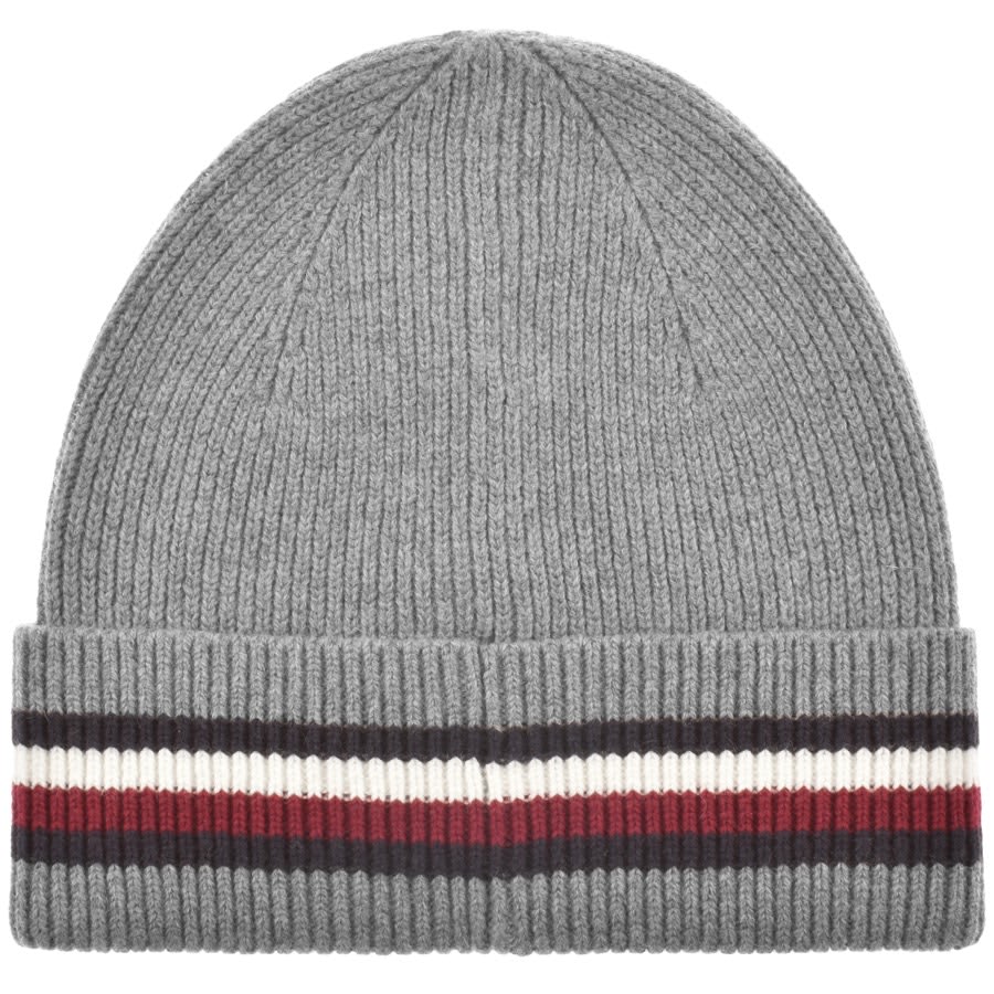 Image number 2 for Tommy Hilfiger Essential Flag Beanie Hat Grey