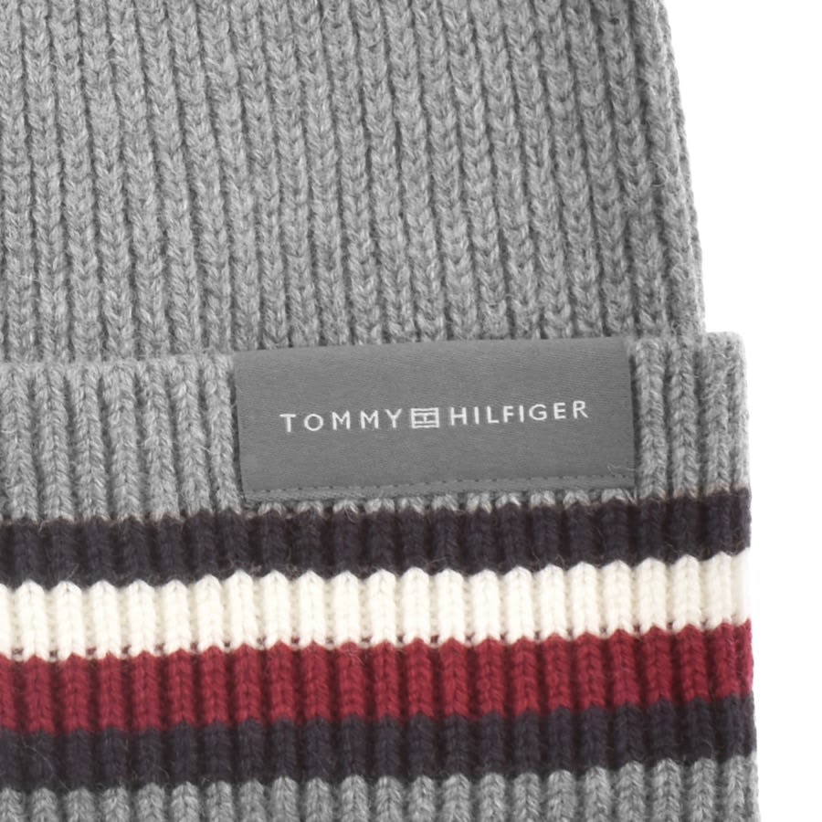 Image number 3 for Tommy Hilfiger Essential Flag Beanie Hat Grey