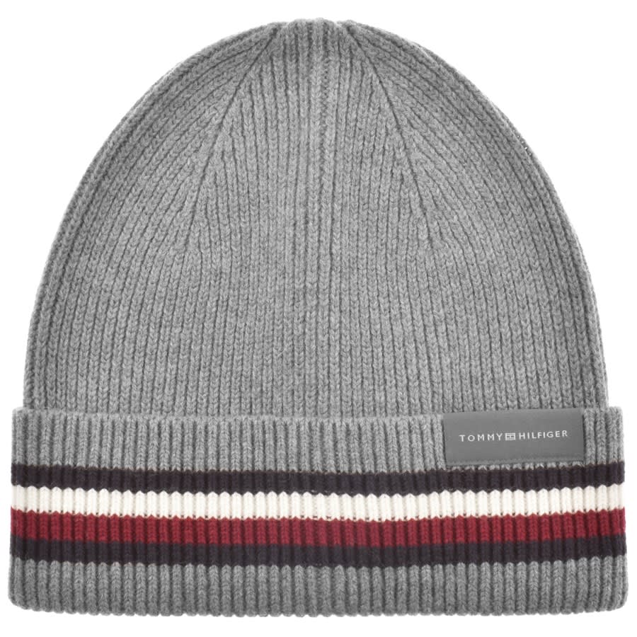 Image number 1 for Tommy Hilfiger Essential Flag Beanie Hat Grey