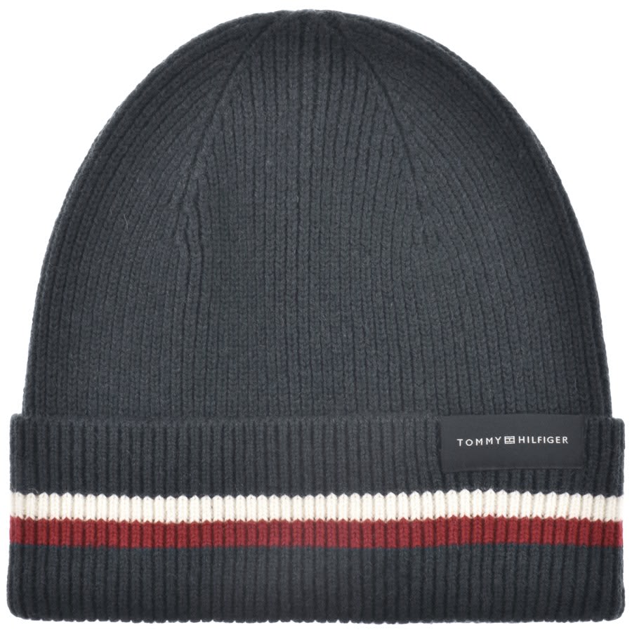 Image number 1 for Tommy Hilfiger Essential Flag Beanie Hat Navy