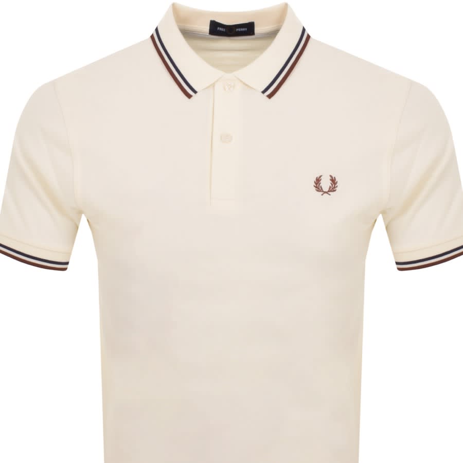 Image number 2 for Fred Perry Twin Tipped Polo T Shirt Cream