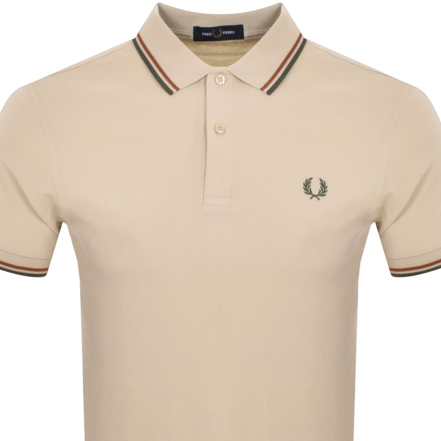 Image number 2 for Fred Perry Twin Tipped Polo T Shirt Beige