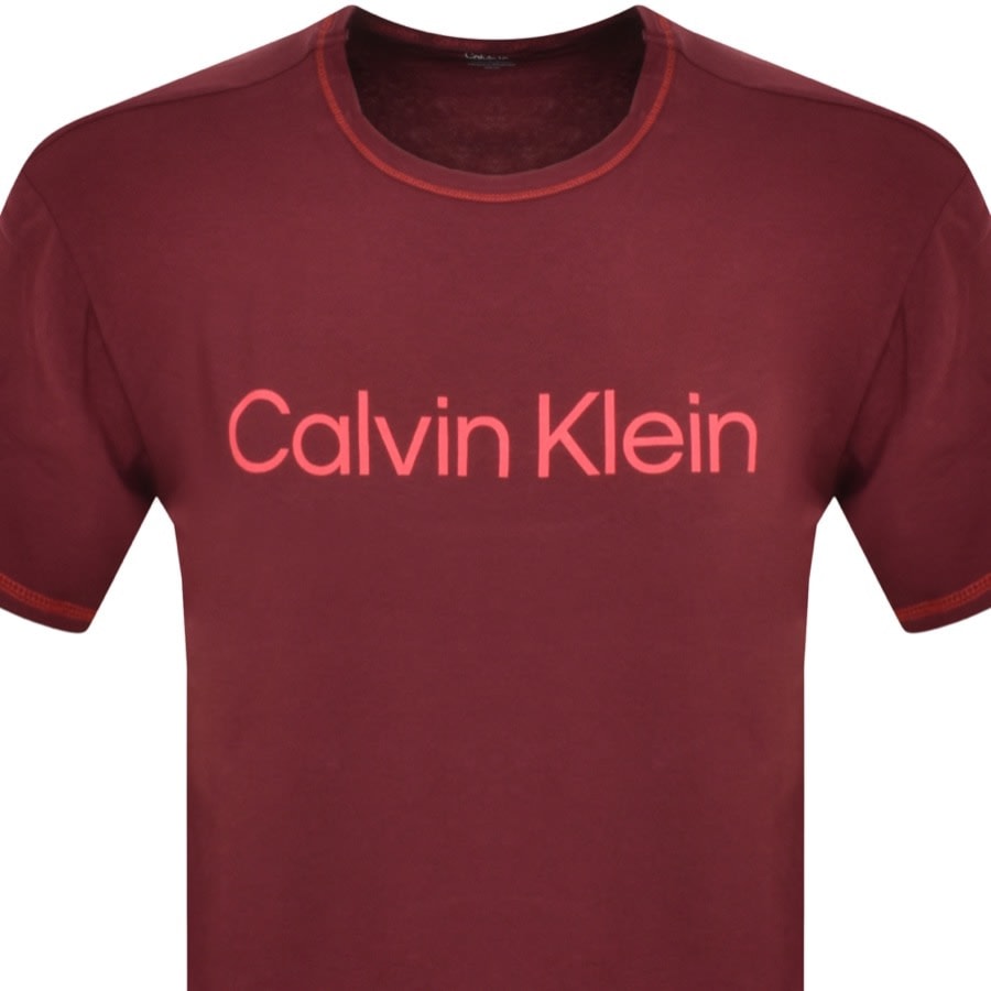 Image number 2 for Calvin Klein Lounge Logo T Shirt Burgundy