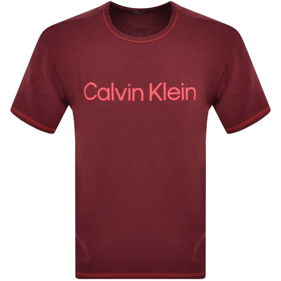 Image number 1 for Calvin Klein Lounge Logo T Shirt Burgundy