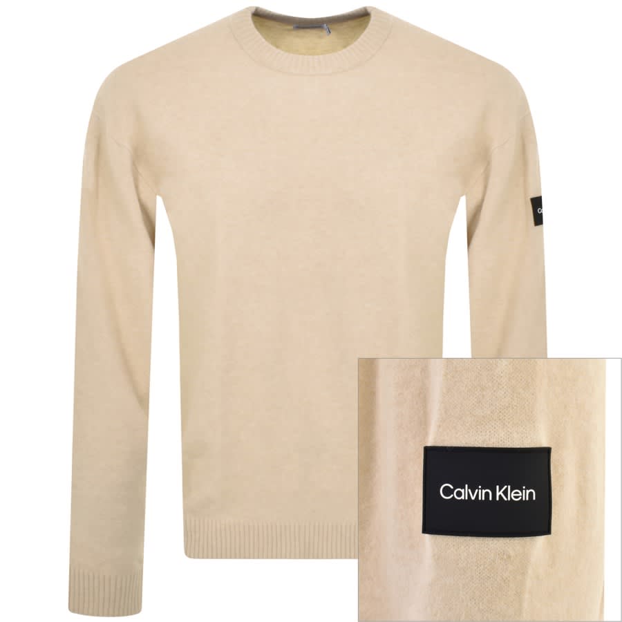 Image number 1 for Calvin Klein Comfort Fit Jumper Beige