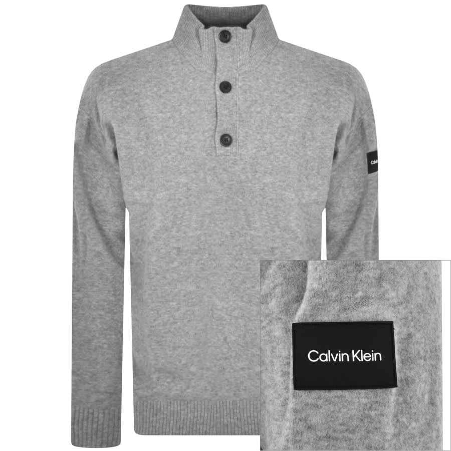 Image number 1 for Calvin Klein Quarter Zip Jumper Grey