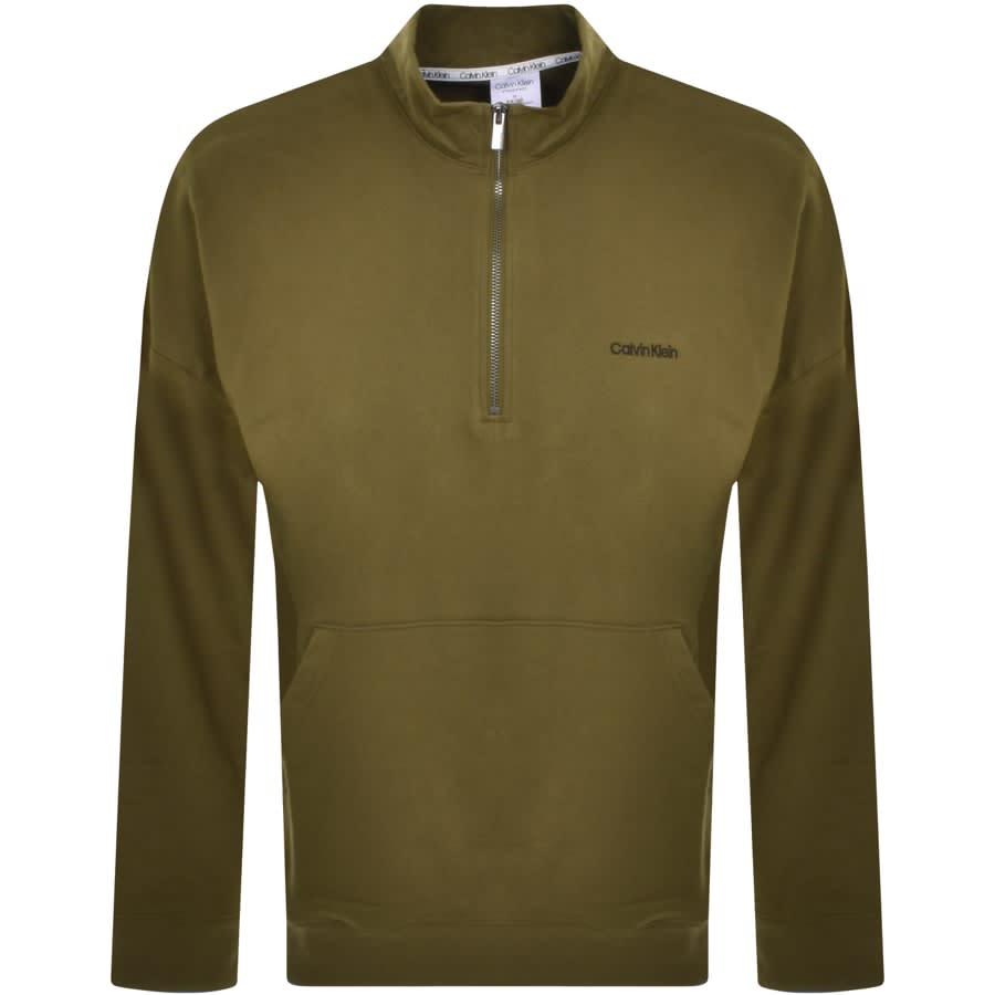 Image number 1 for Calvin Klein Lounge Half Zip Sweatshirt Green