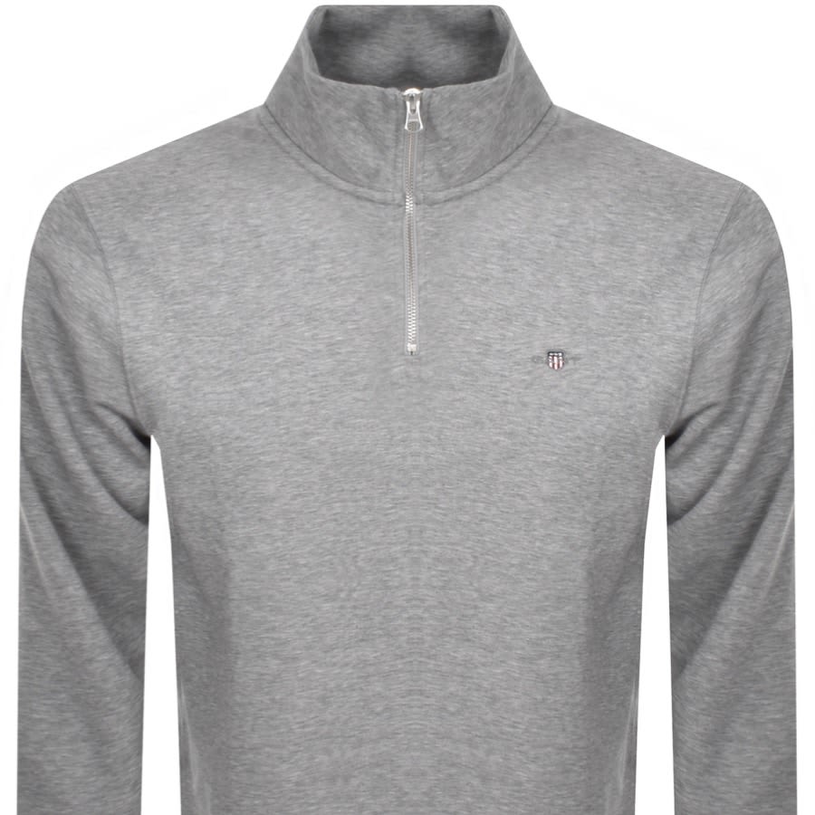 Image number 2 for Gant Shield Logo Half Zip Sweatshirt Grey
