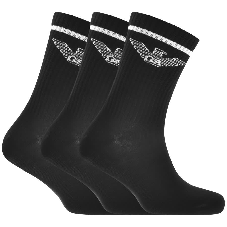 Image number 1 for Emporio Armani Three Pack Socks Black