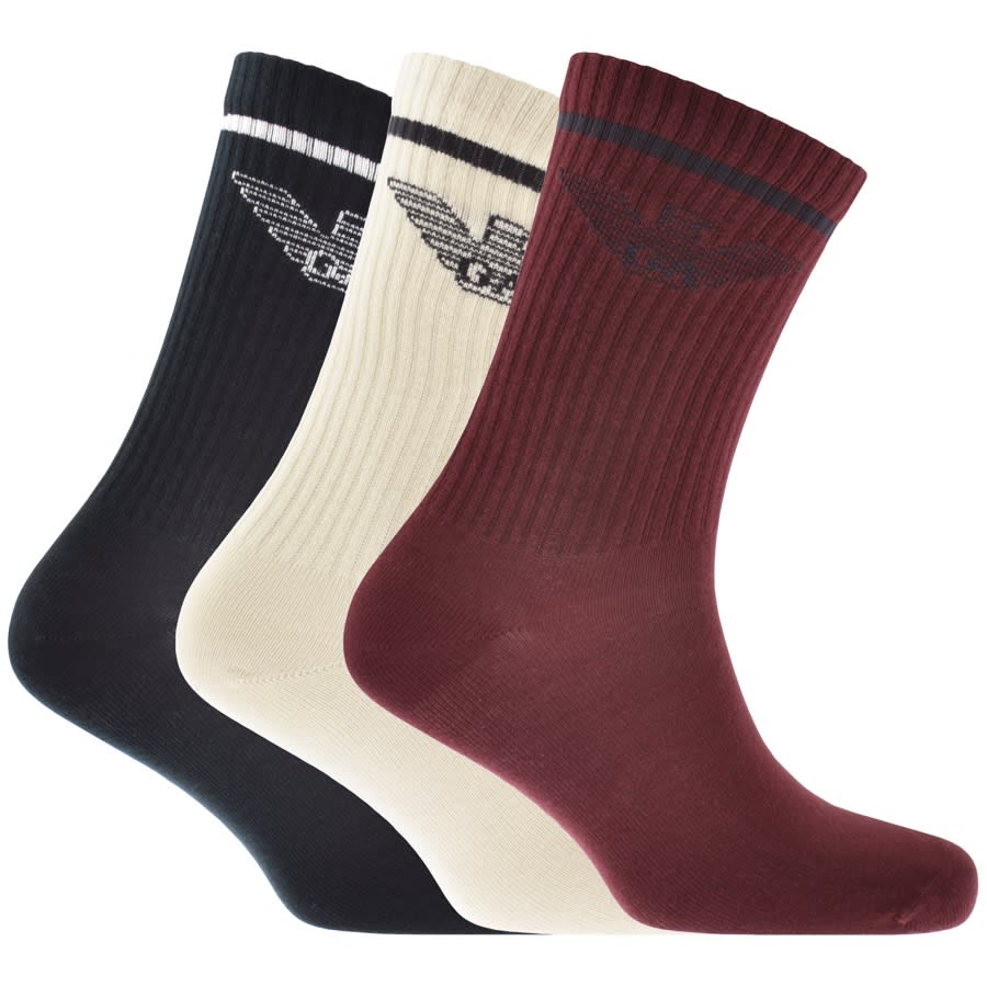 Image number 1 for Emporio Armani Multicolour Three Pack Socks