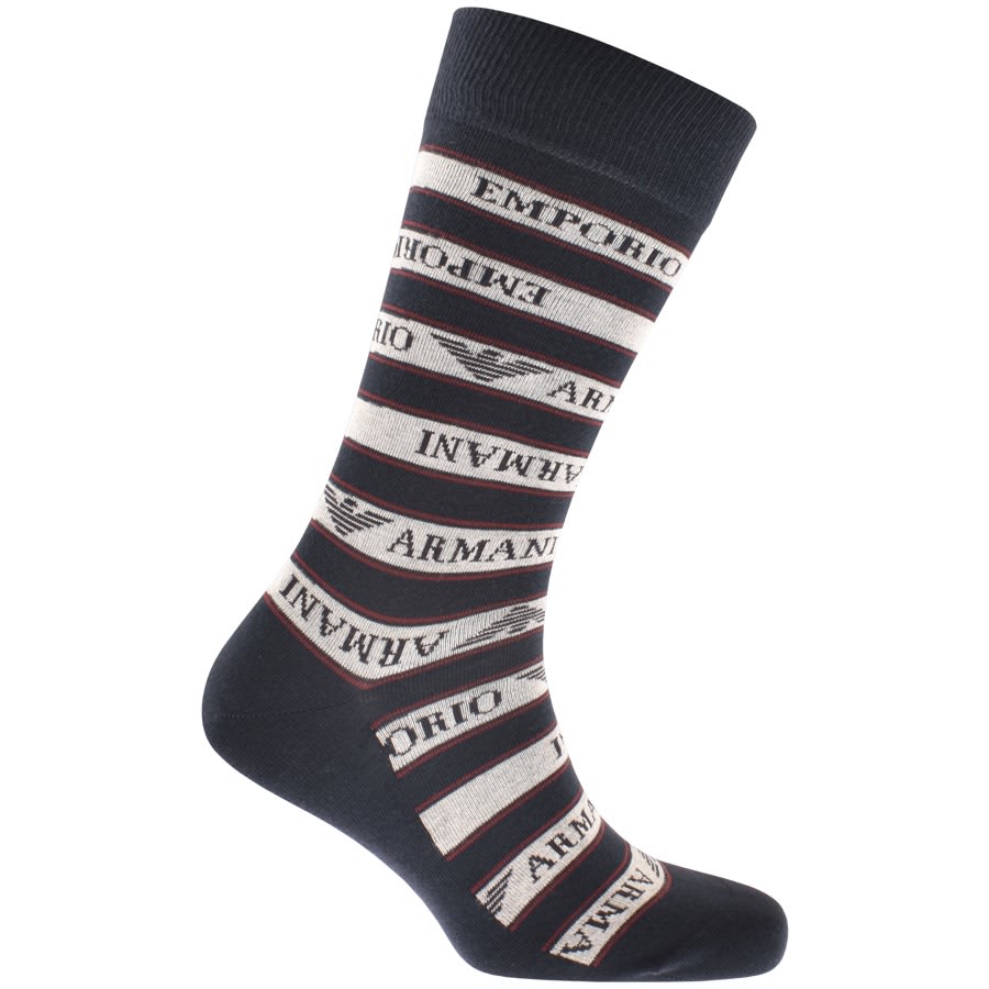 Image number 2 for Emporio Armani Three Pack Socks Navy