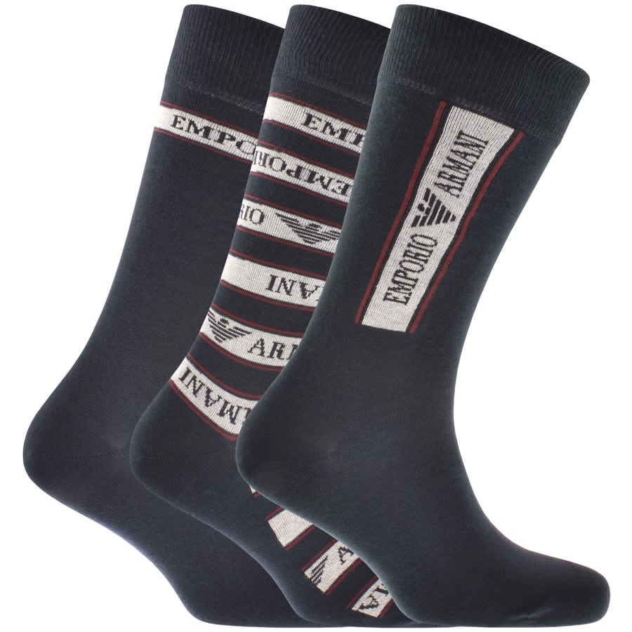 Image number 1 for Emporio Armani Three Pack Socks Navy
